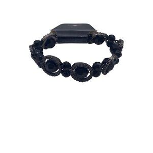 Black Faceted Bead & Rhinestone Stretch Bracelet Fashion‎ Jewelry For Women